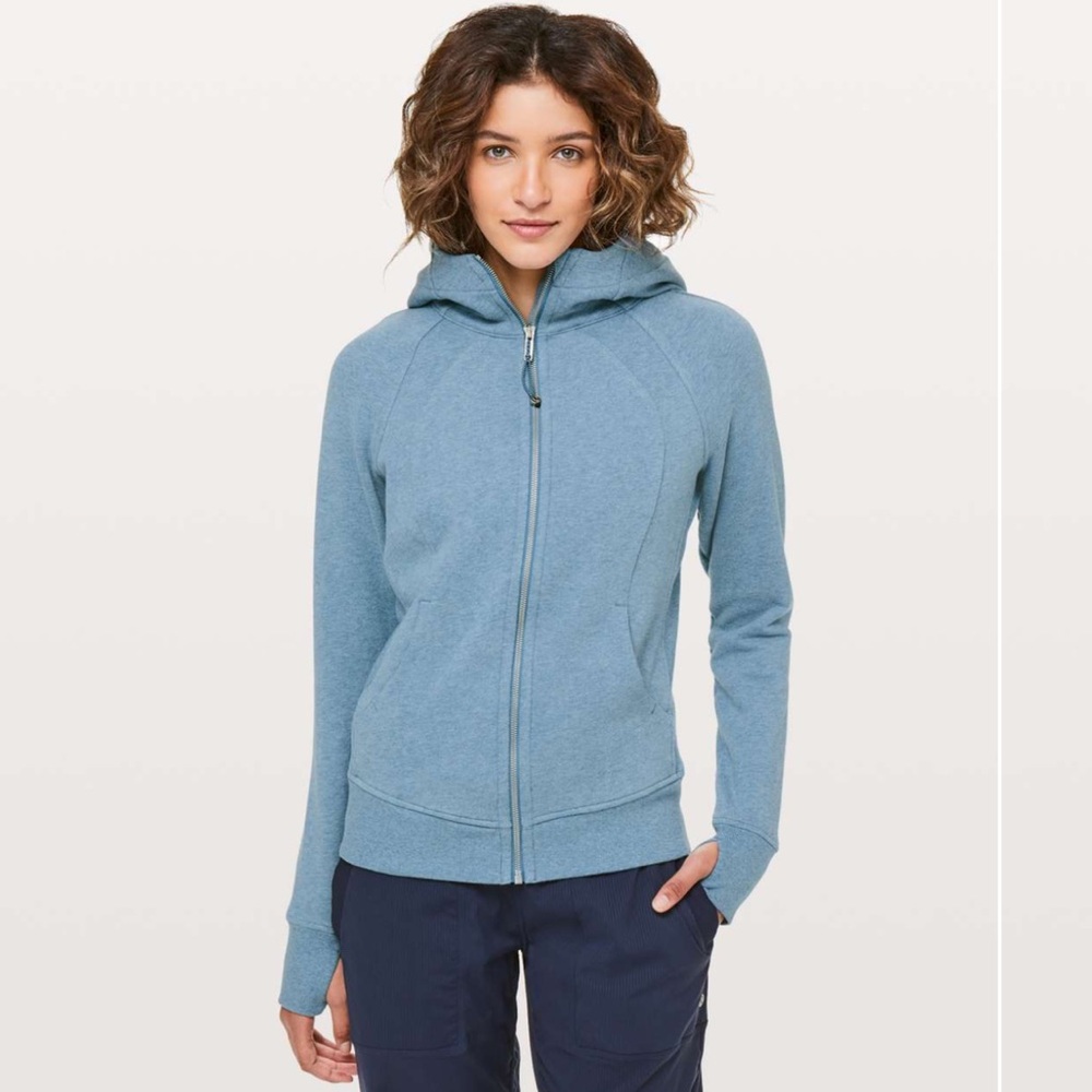 Lululemon Scuba Hoodie Light Cotton Fleece Relaxed Pockets Jacket Full Zip Blue